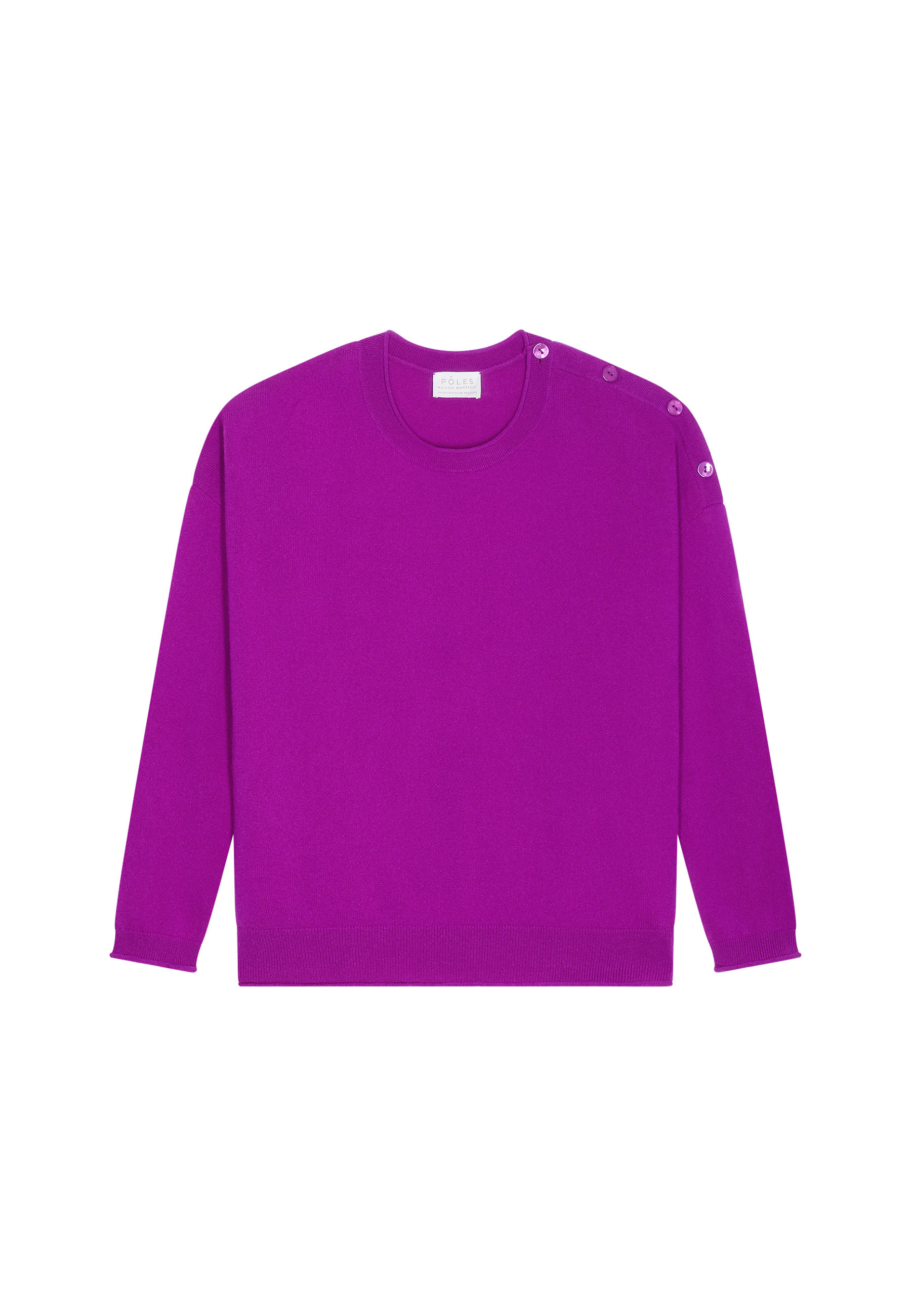 Pull ample boutonné à col rond en cachemire - Acene 7860 soleil - 89 Moutarde
