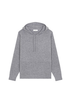 Hoodie à capuche avec poches en laine et cachemire - Fabio 7811 volute - 09 Gris moyen
