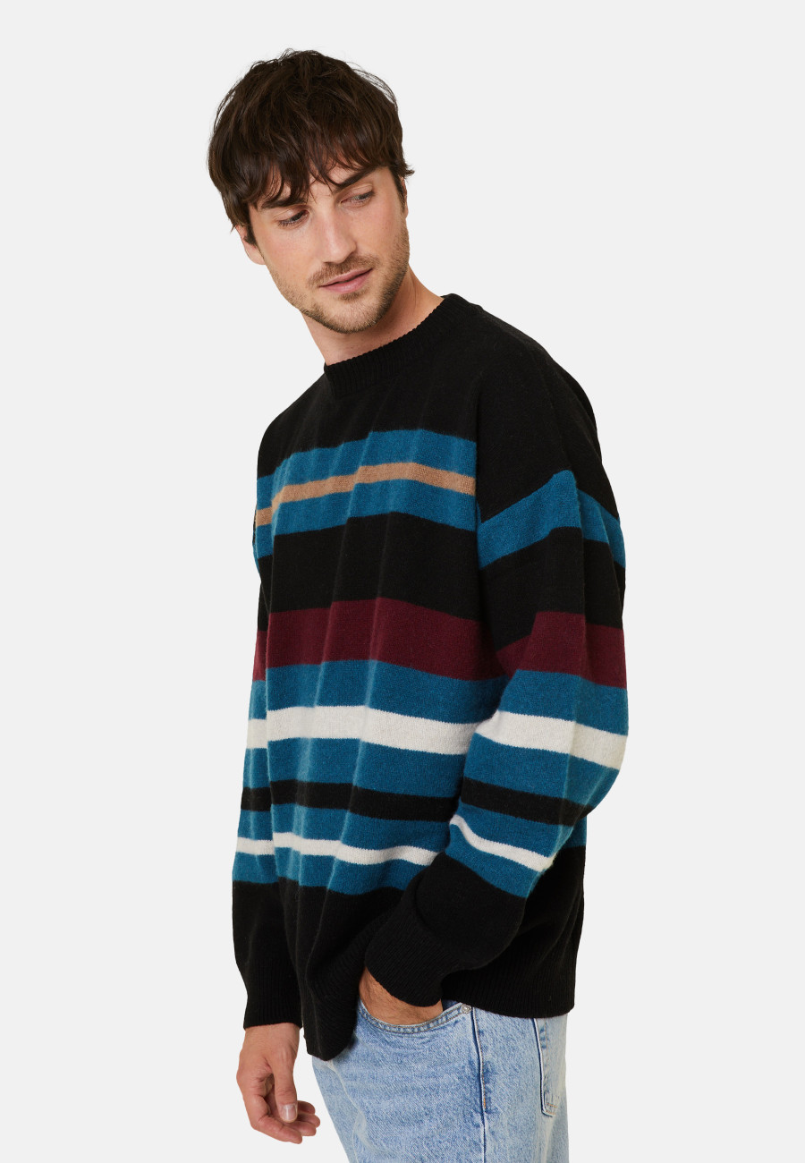 Suéter listrado de cashmere e gola redonda Fael