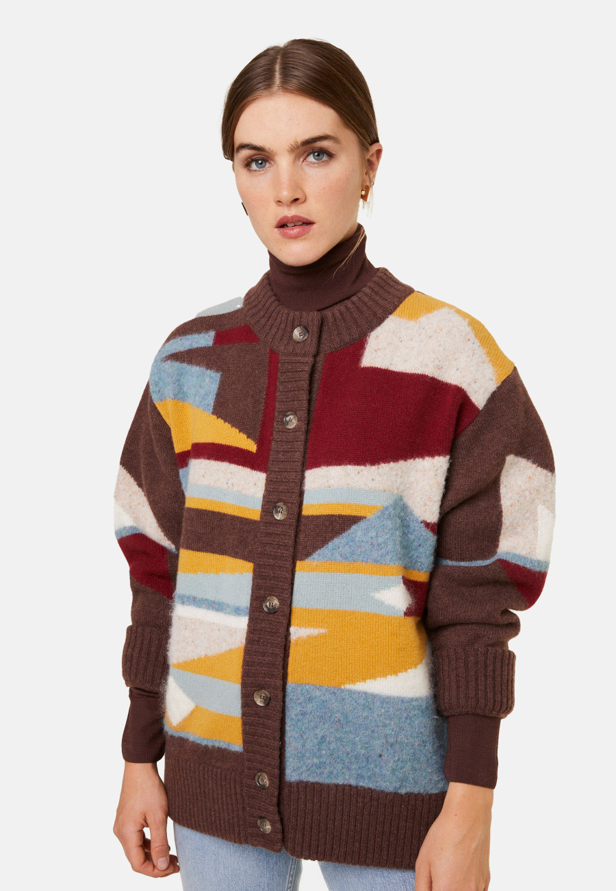 Long buttoned wool blend cardigan - Gloria