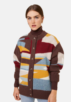 Long buttoned wool blend cardigan - Gloria