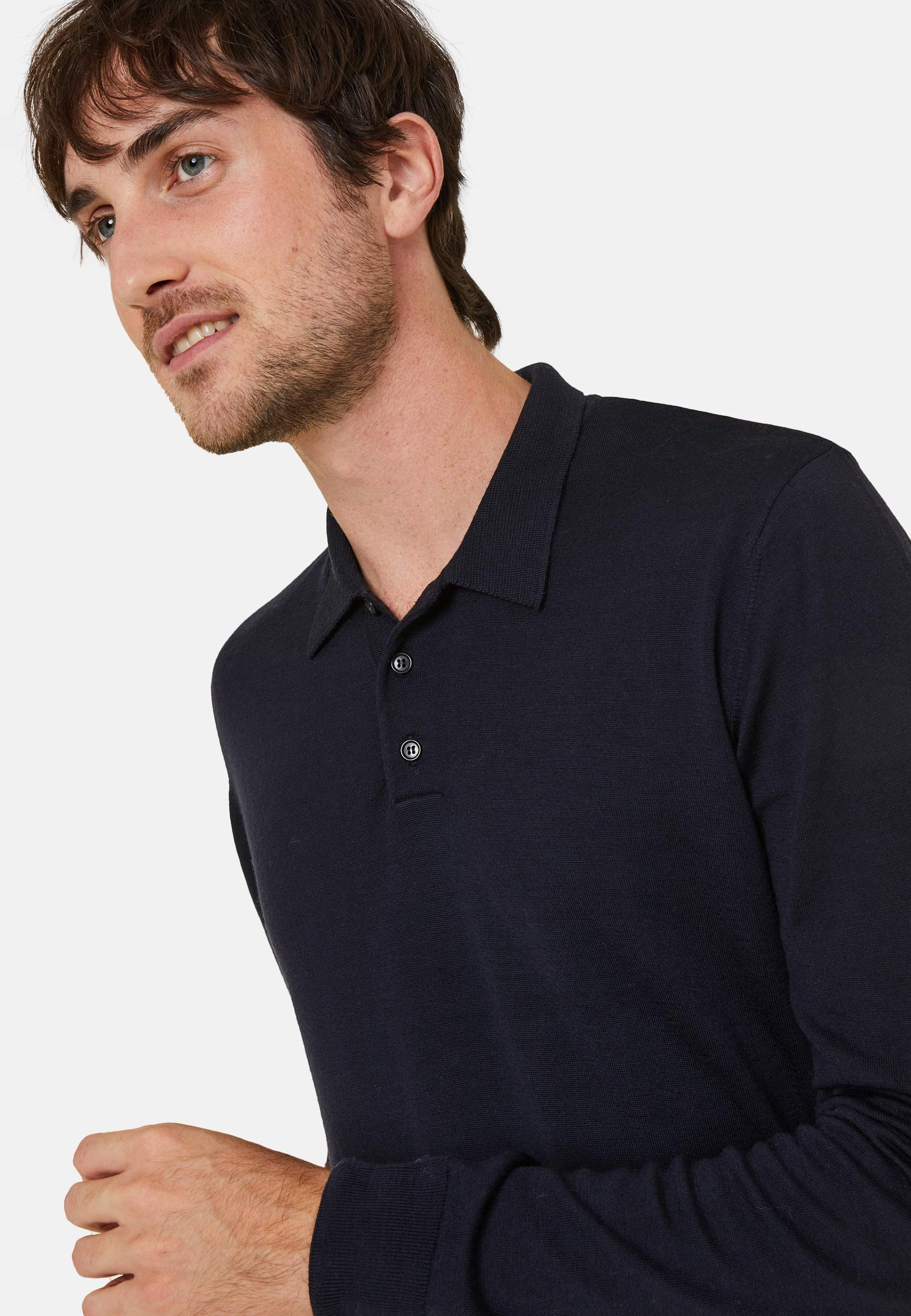Polo neck sweater with logo in merino wool - Eni