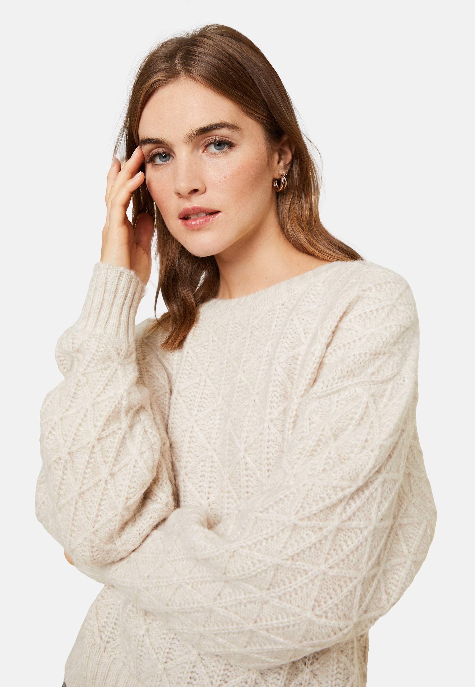 Pull ample à jeux de points en laine cocon - Gassia 7860 soleil - 89 Moutarde