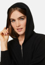 Gilet zippé à capuche manches chauves souris en cachemire et laine recyclés - Albin 7810 noir - 01 Noir