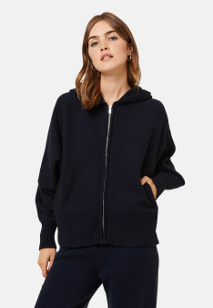 Zipped hoodie with batwing sleeves in recycled cashmere and wool - Albin