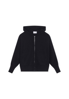 Zipped hoodie with batwing sleeves in recycled cashmere and wool - Albin