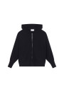 Gilet zippé à capuche manches chauves souris en cachemire et laine recyclés - Albin 7810 noir - 01 Noir