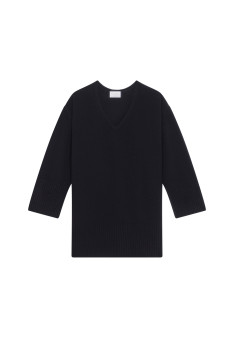 Loose sweater with slits in recycled cashmere and wool - Darius
