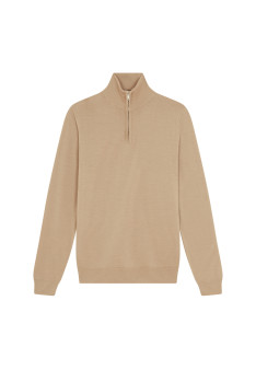 Pull col camionneur avec logo en laine mérinos - Ryan 7822 camel chine - 88 Camel
