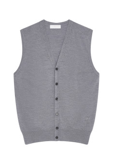 Sleeveless vest with logo in merino wool - Ernardo