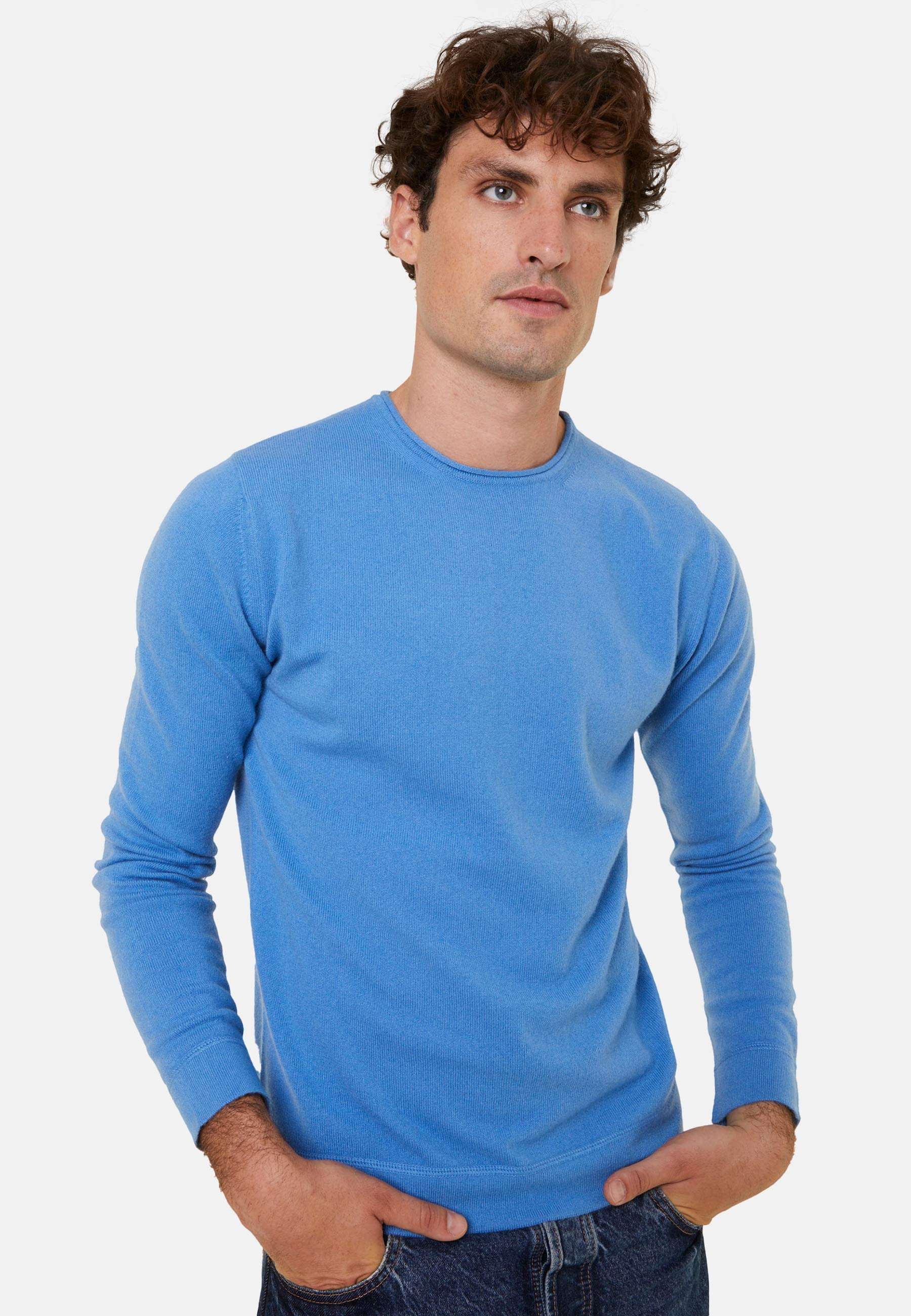 Pull col rond en cachemire finitions roulotées - Ernest 7820 camel - 88 Camel