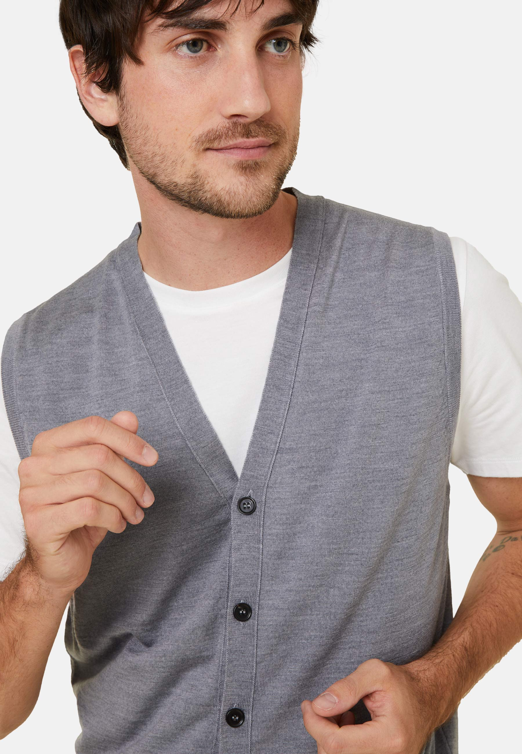 Gilet sans manches avec logo en laine mérinos - Ernardo