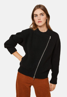 Asymmetrical wool and cashmere zip jacket - Gwenn