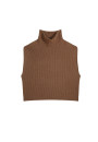 Pull col montant sans manches en cachemire et laine recyclés - Dalya 7801ecru - 82 Ecru