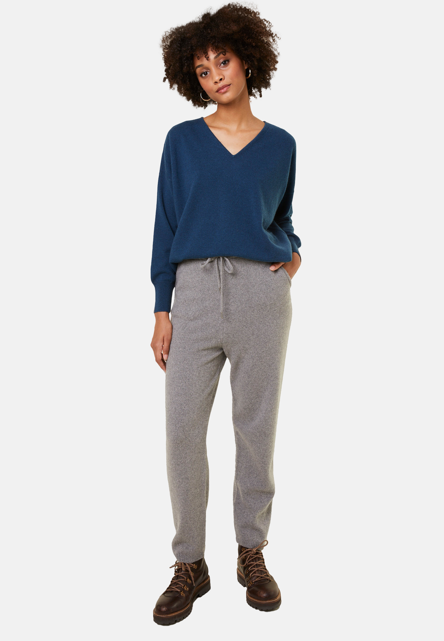 Jogger à poches en cachemire et laine recyclés - Anka 7811 volute - 09 Gris moyen