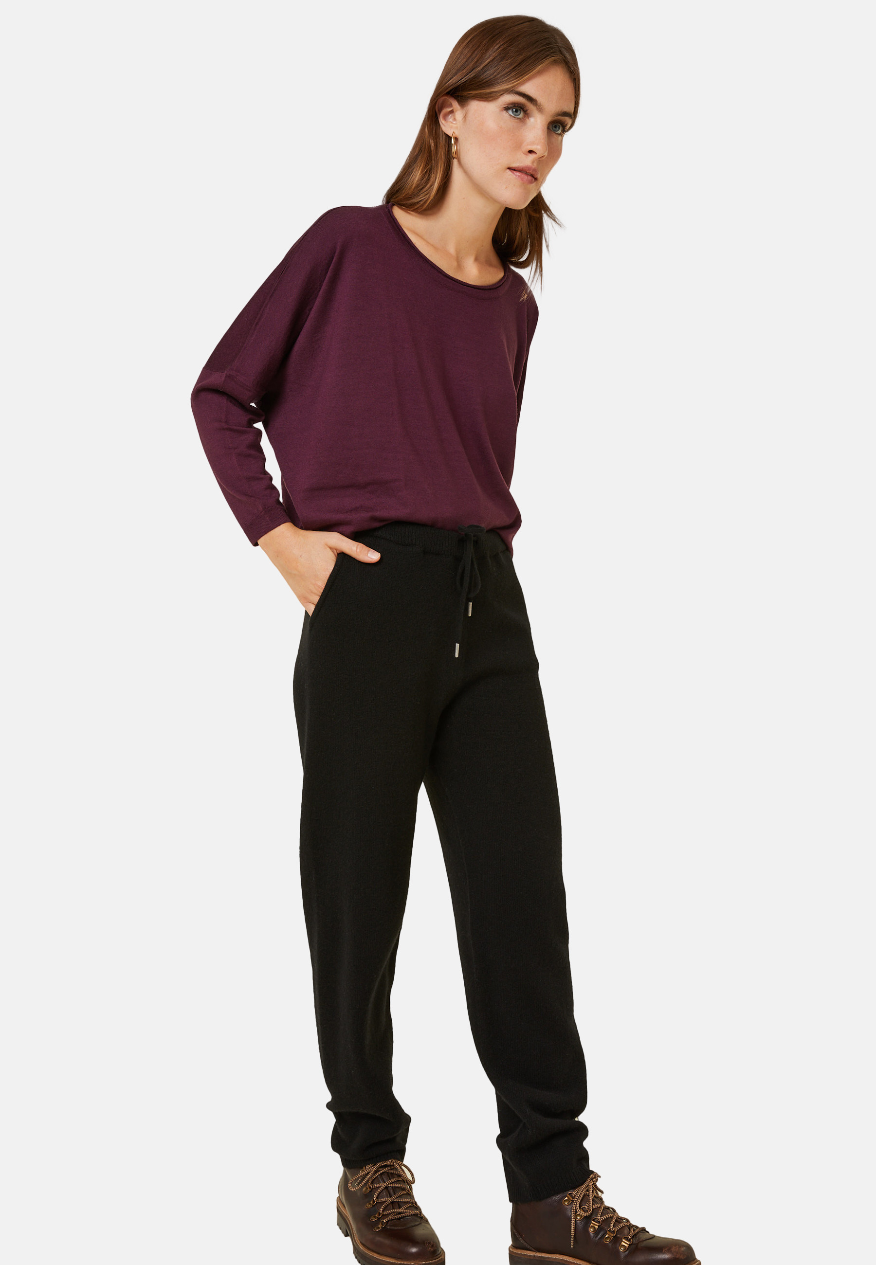 Jogger à poches en cachemire et laine recyclés - Anka 7811 volute - 09 Gris moyen