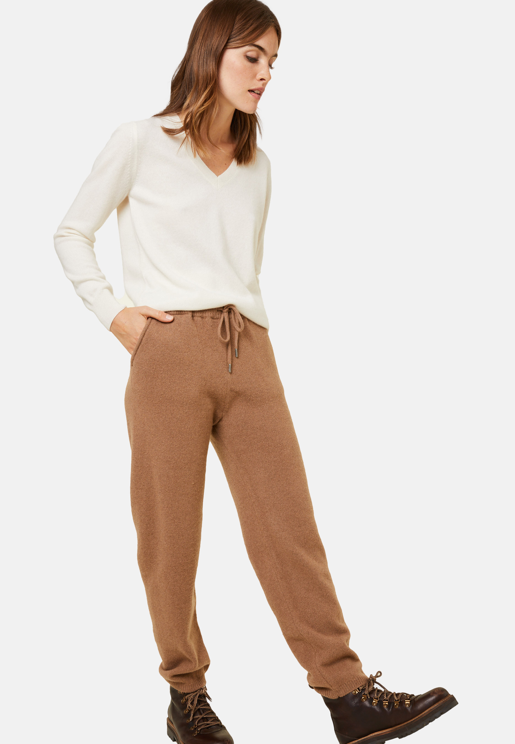 Joggers with pockets in recycled cashmere and wool - Anka