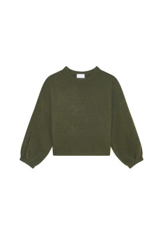 Round-neck sweater with balloon sleeves in recycled cashmere and wool - Lamara