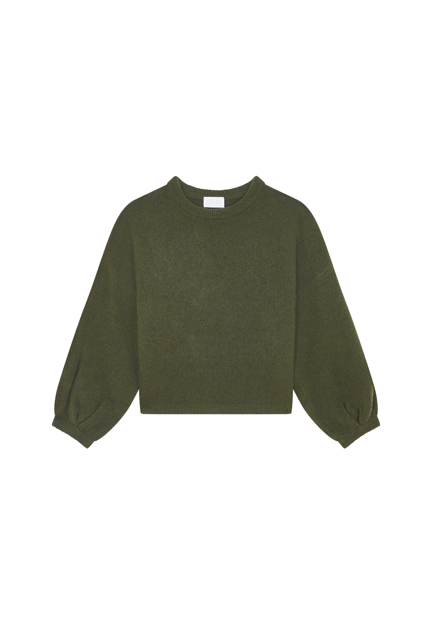 Pull col rond à manches ballon en cachemire et laine recyclés - Lamara 7882 prune - 51 Bordeaux