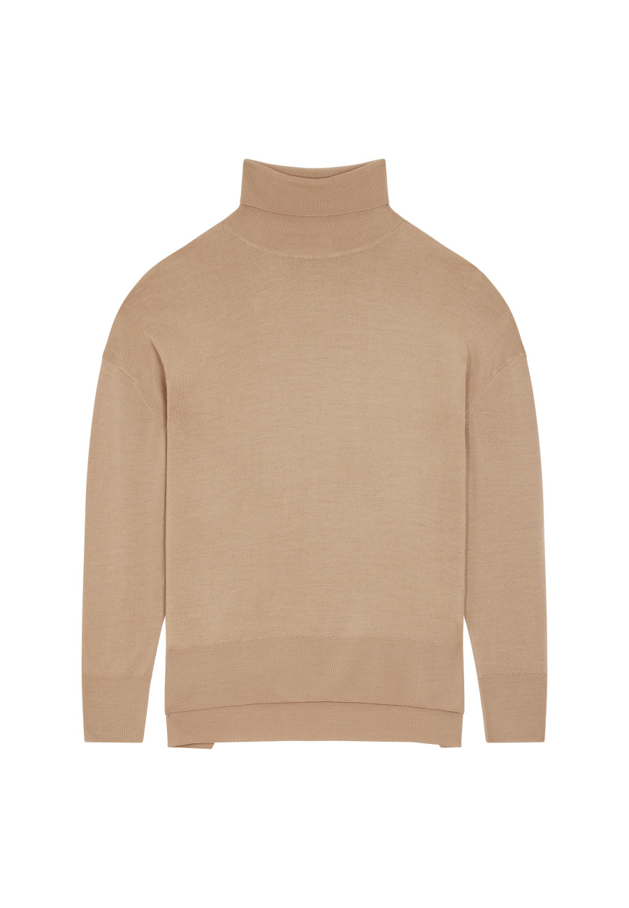 Merino wool turtleneck sweater with slits - Amy
