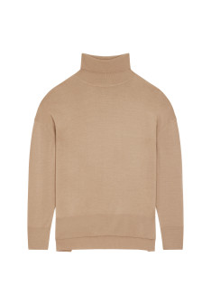 Merino wool turtleneck sweater with slits - Amy