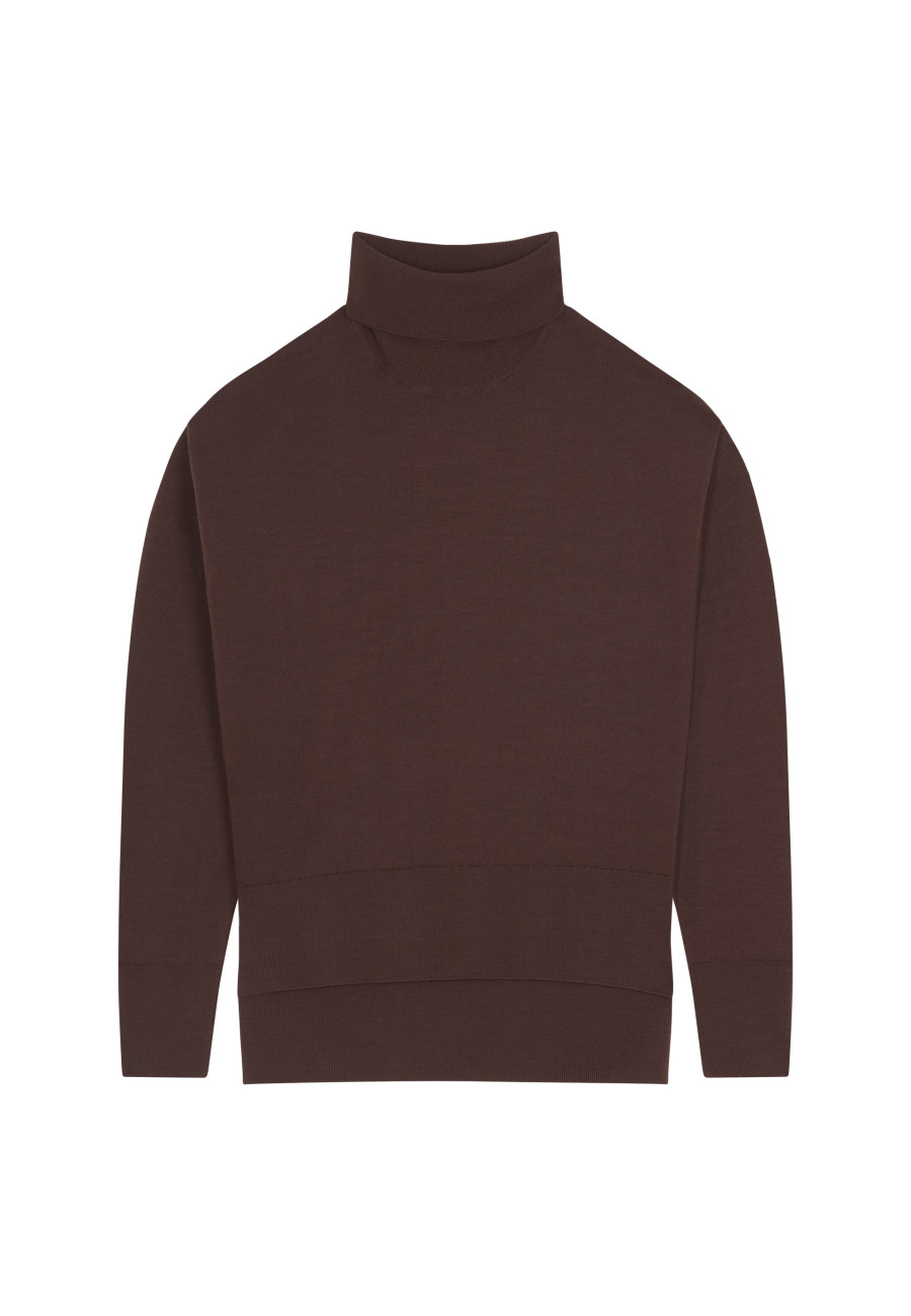 Merino wool turtleneck sweater with slits - Amy