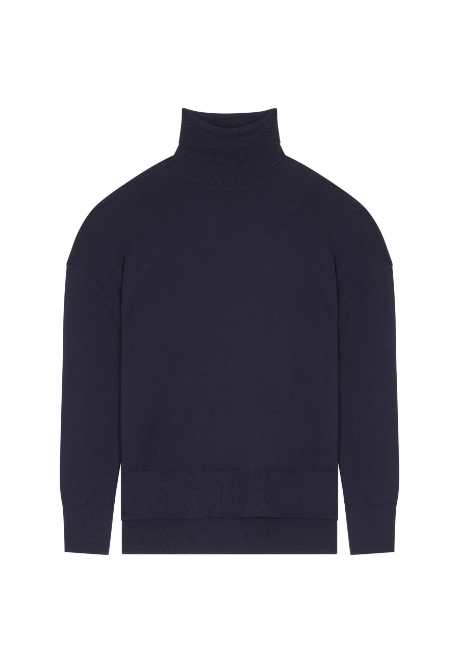 Merino wool turtleneck sweater with slits - Amy