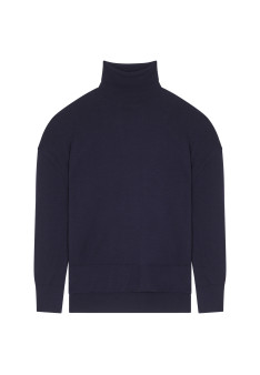 Merino wool turtleneck sweater with slits - Amy