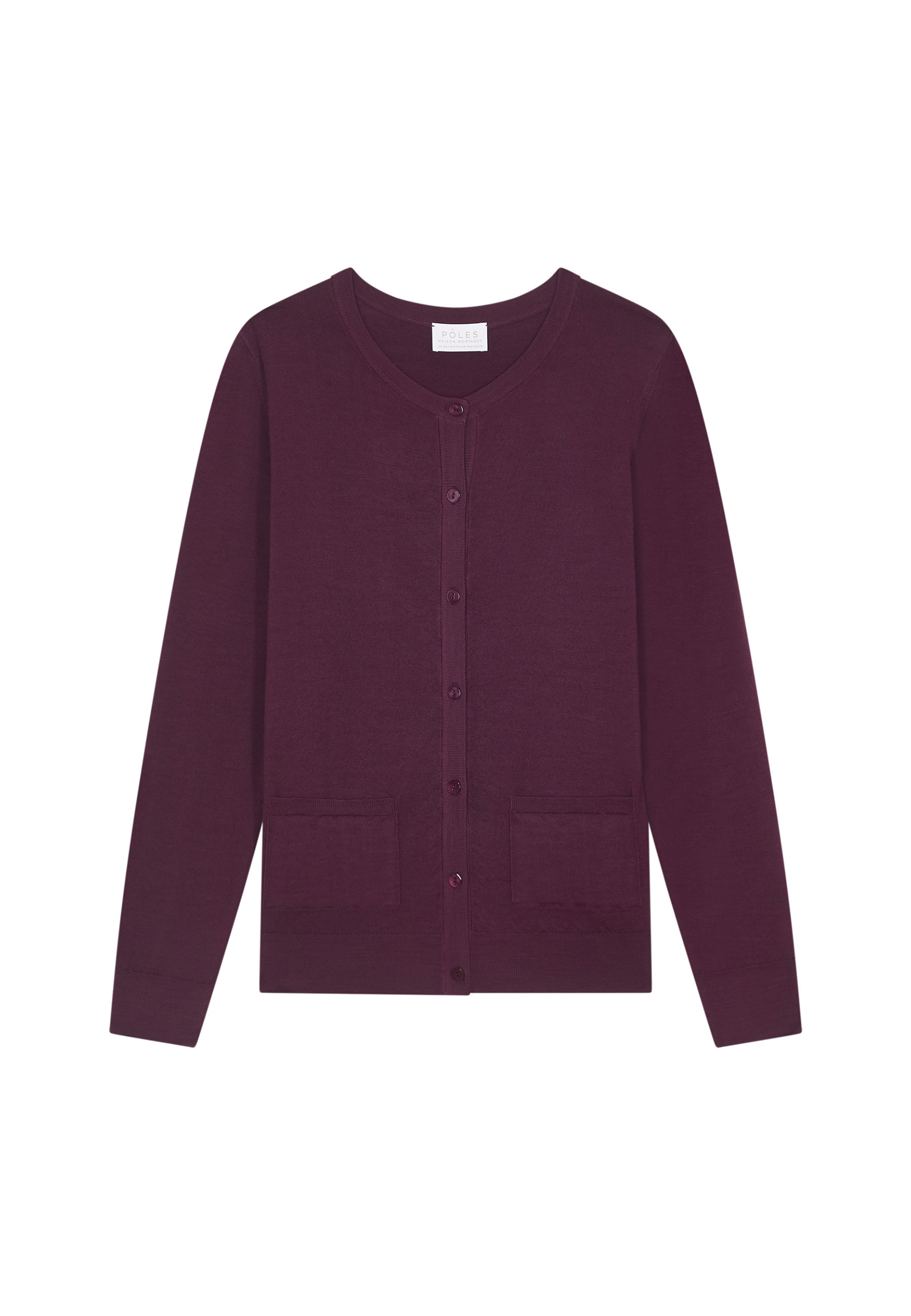Cardigan boutonné col rond à poches en laine mérinos - Amalia 7850 foret - 83 Kaki