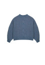 Pull ras de cou chiné en laine mélangée - Laetitia 7843 pacifique chine - 06 Bleu moyen
