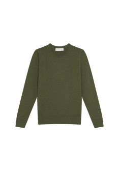 Pull col rond en laine mérinos - Asena 7850 foret - 83 Kaki