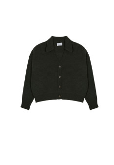 Open polo neck cardigan in recycled cashmere and wool - Lisa