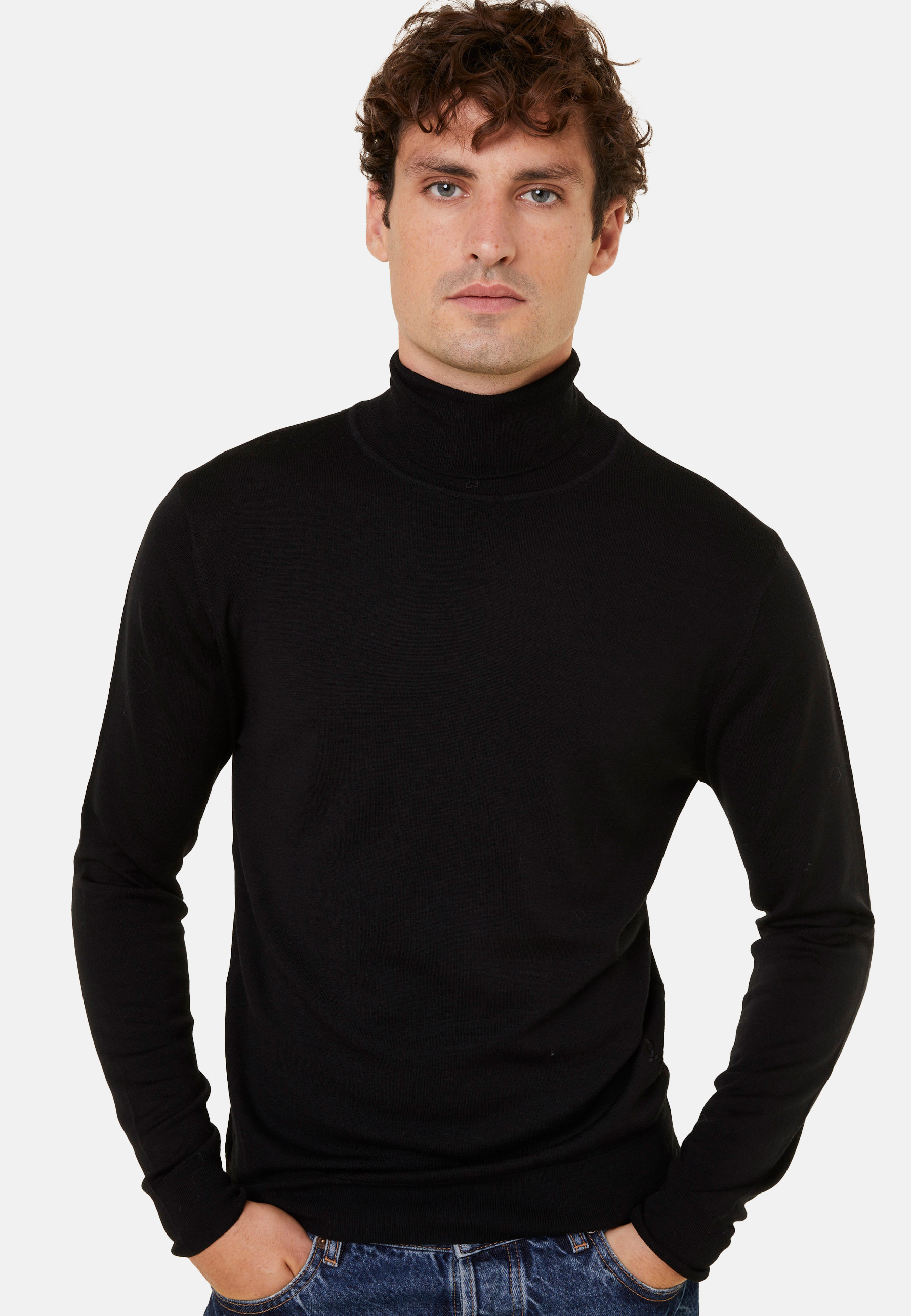 Pull col roulé avec logo en laine mérinos - Enzo