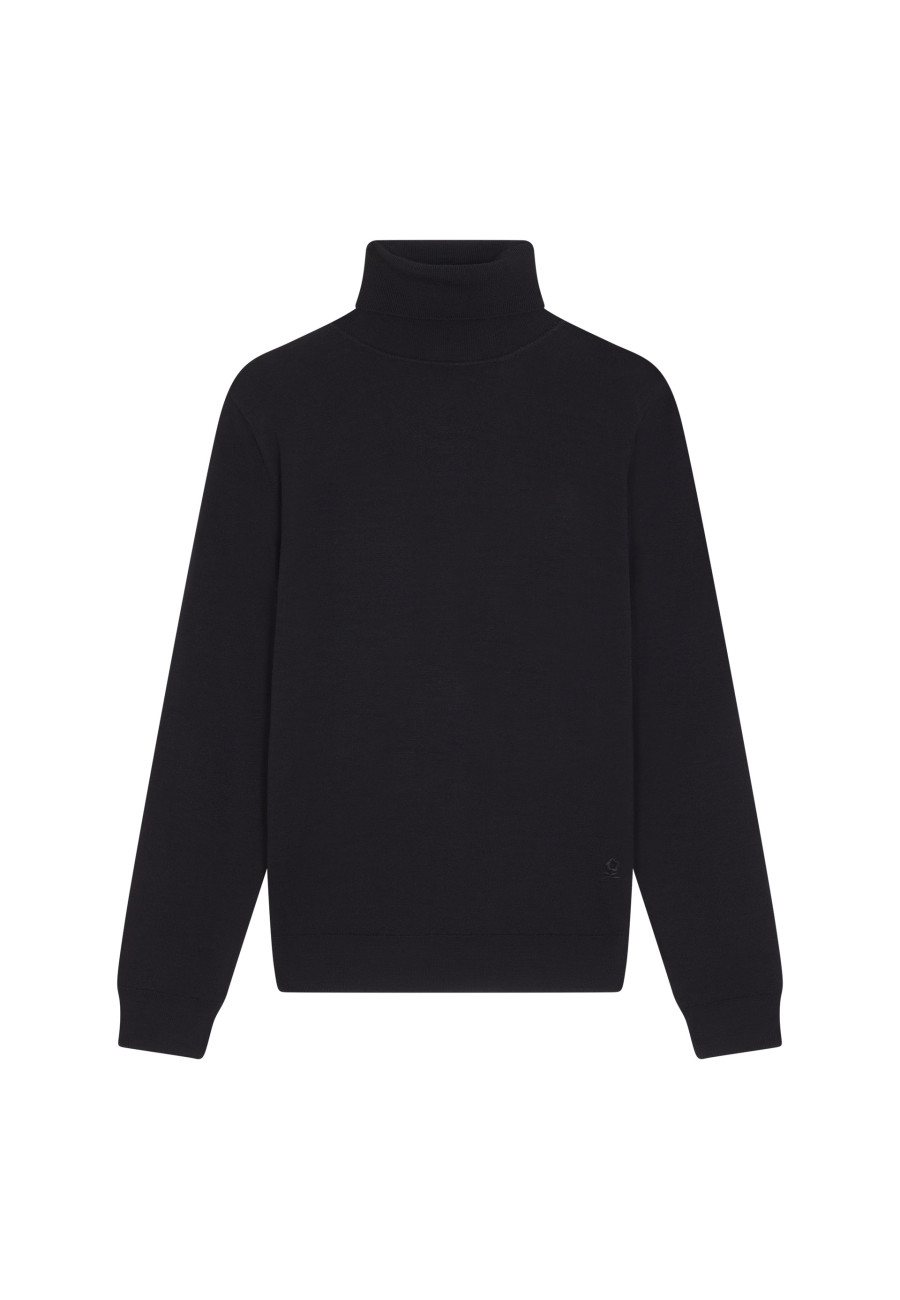 Pull col roulé avec logo en laine mérinos - Enzo