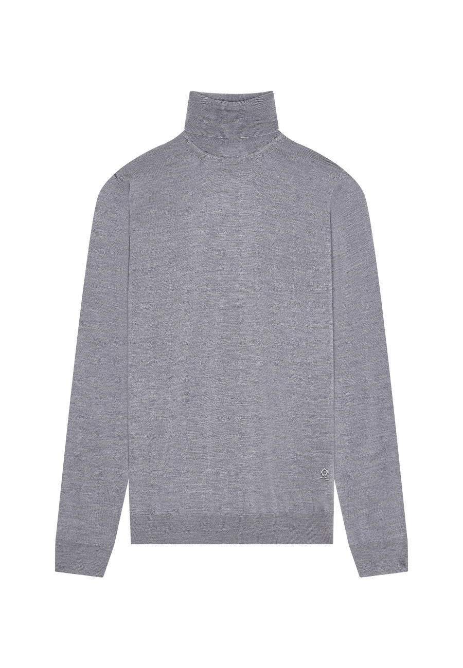 Turtleneck sweater with logo in merino wool - Enzo
