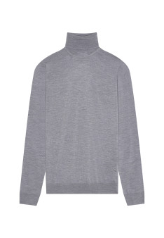 Turtleneck sweater with logo in merino wool - Enzo