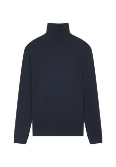 Turtleneck sweater with logo in merino wool - Enzo