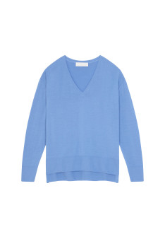 Pull col V à fentes en laine mérinos - Aurora 7882 prune - 18 Violet foncé