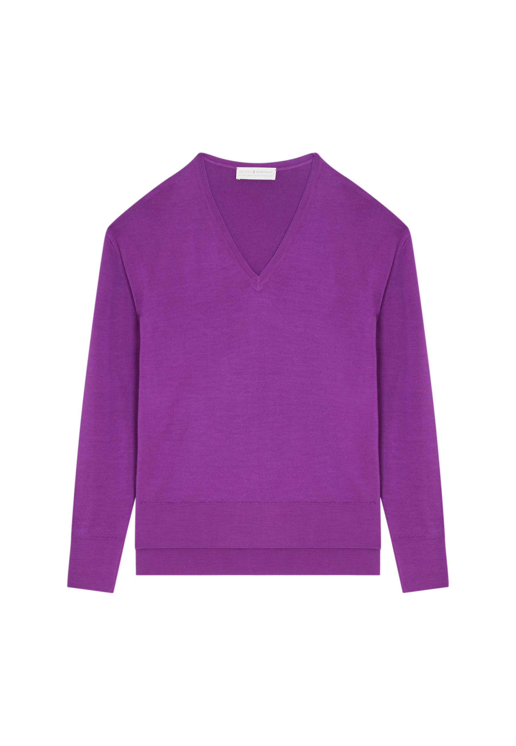 Pull col V à fentes en laine mérinos - Aurora 7882 prune - 18 Violet foncé