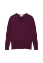 Pull col V à fentes en laine mérinos - Aurora 7882 prune - 18 Violet foncé