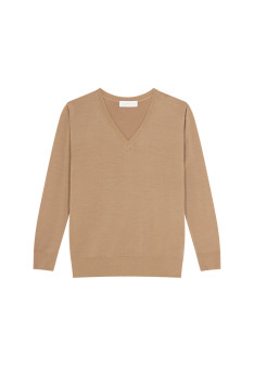 Pull col V en laine mérinos - Arya 7882 prune - 18 Violet foncé