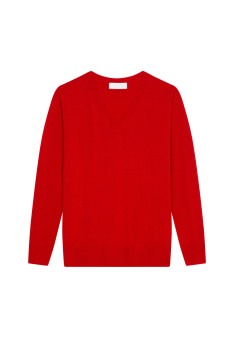 Pull col V en laine mérinos - Arya 7882 prune - 18 Violet foncé