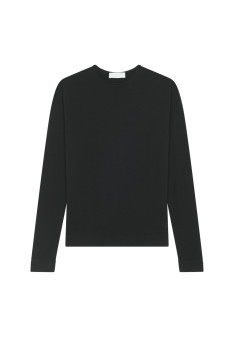 Pull col rond en laine mérinos finitions roulotées - Rythme 7860 soleil - 89 Moutarde