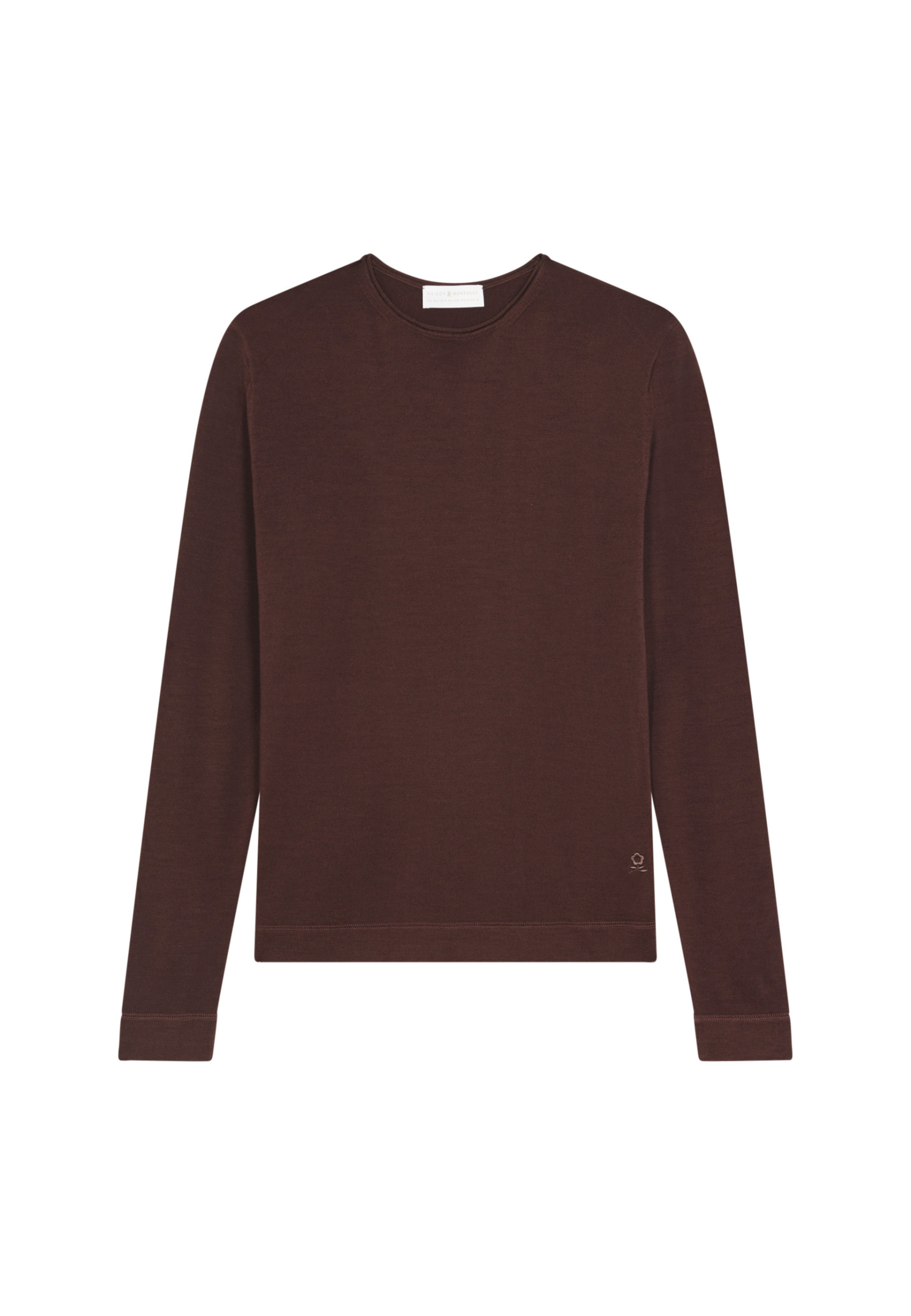 Pull col rond en laine mérinos finitions roulotées - Rythme 7860 soleil - 89 Moutarde