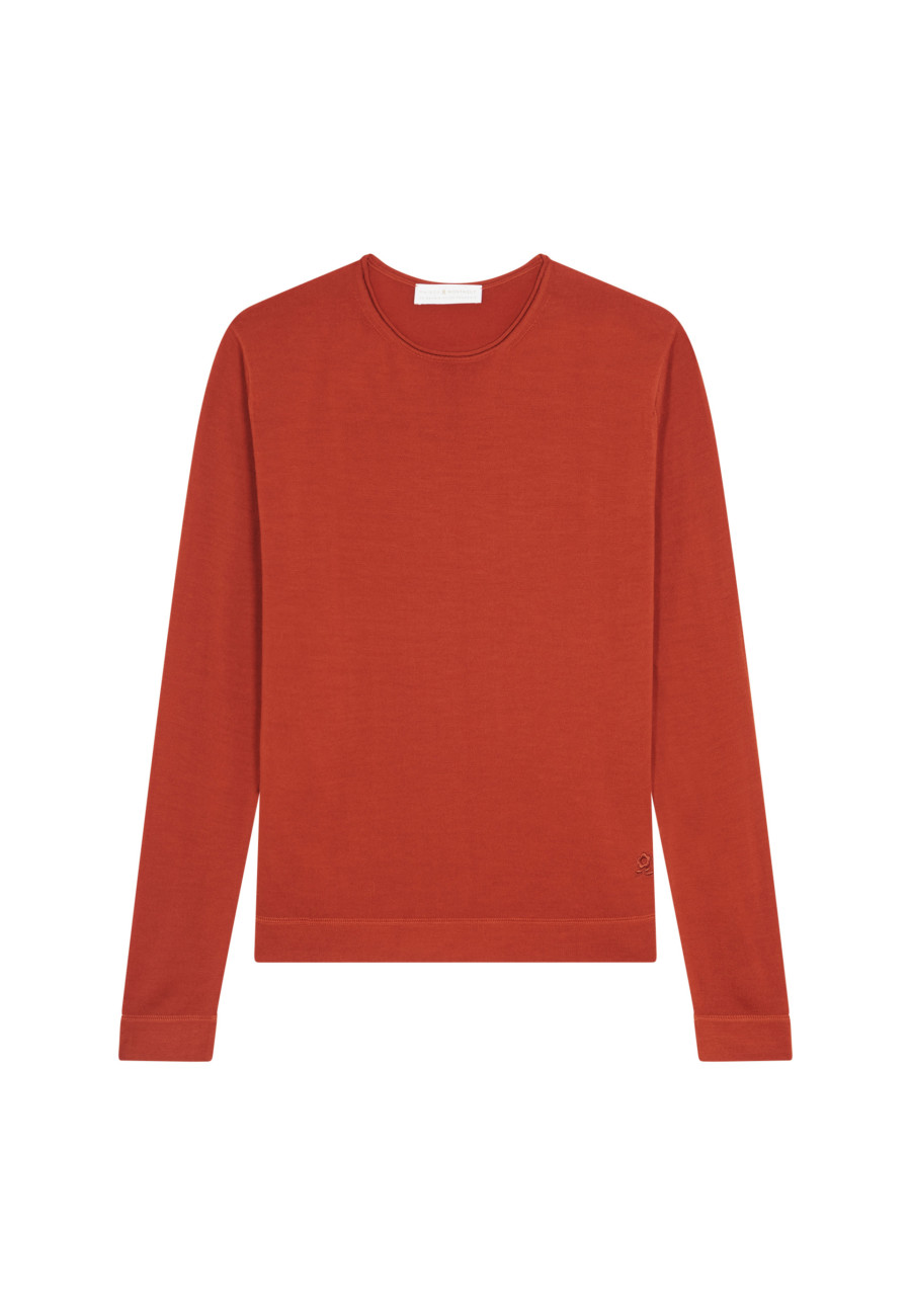 Round-neck merino wool sweater with rolled finishes - Rythme