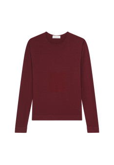 Pull col rond en laine mérinos finitions roulotées - Rythme 7860 soleil - 89 Moutarde