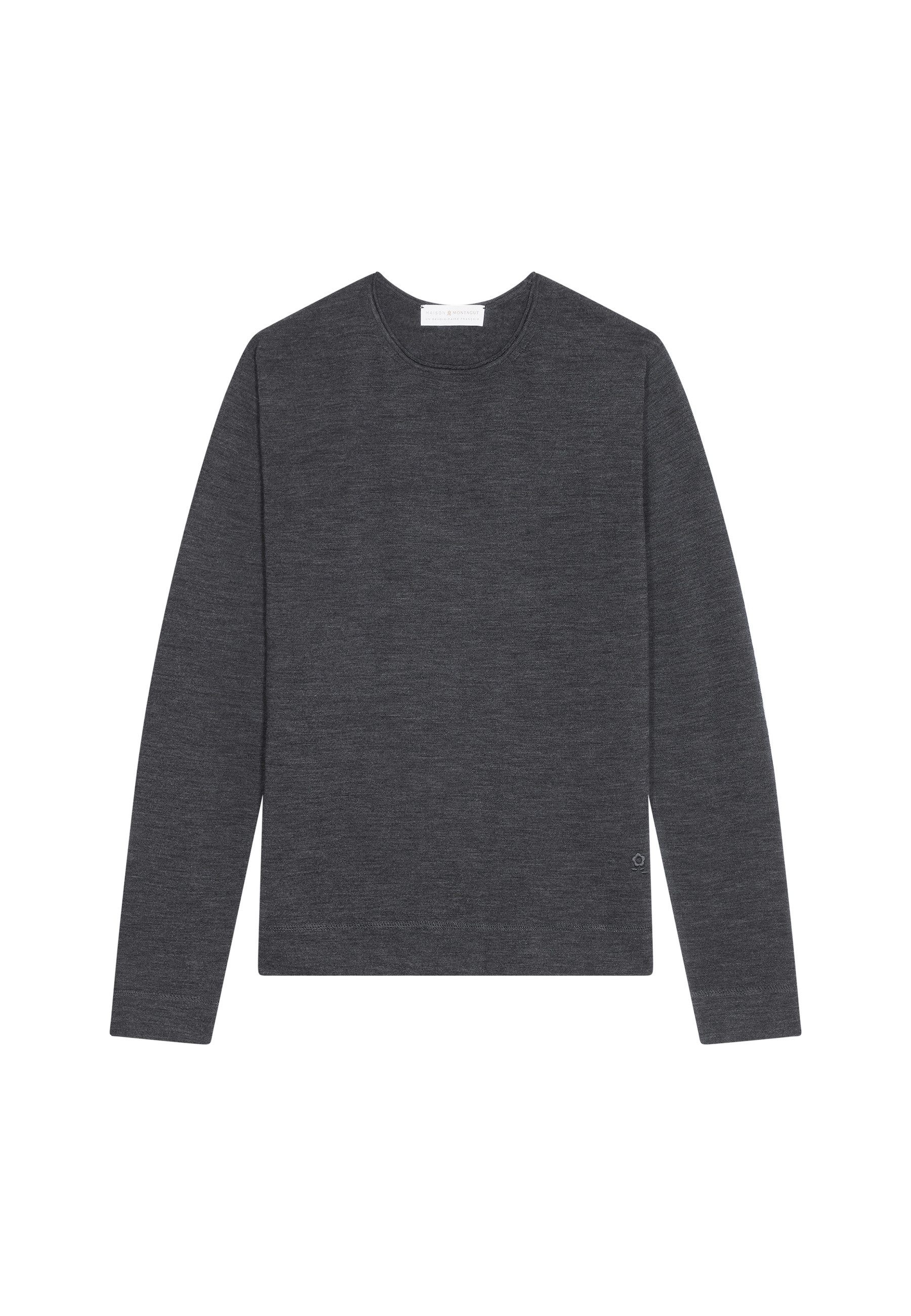 Pull col rond en laine mérinos finitions roulotées - Rythme 7860 soleil - 89 Moutarde
