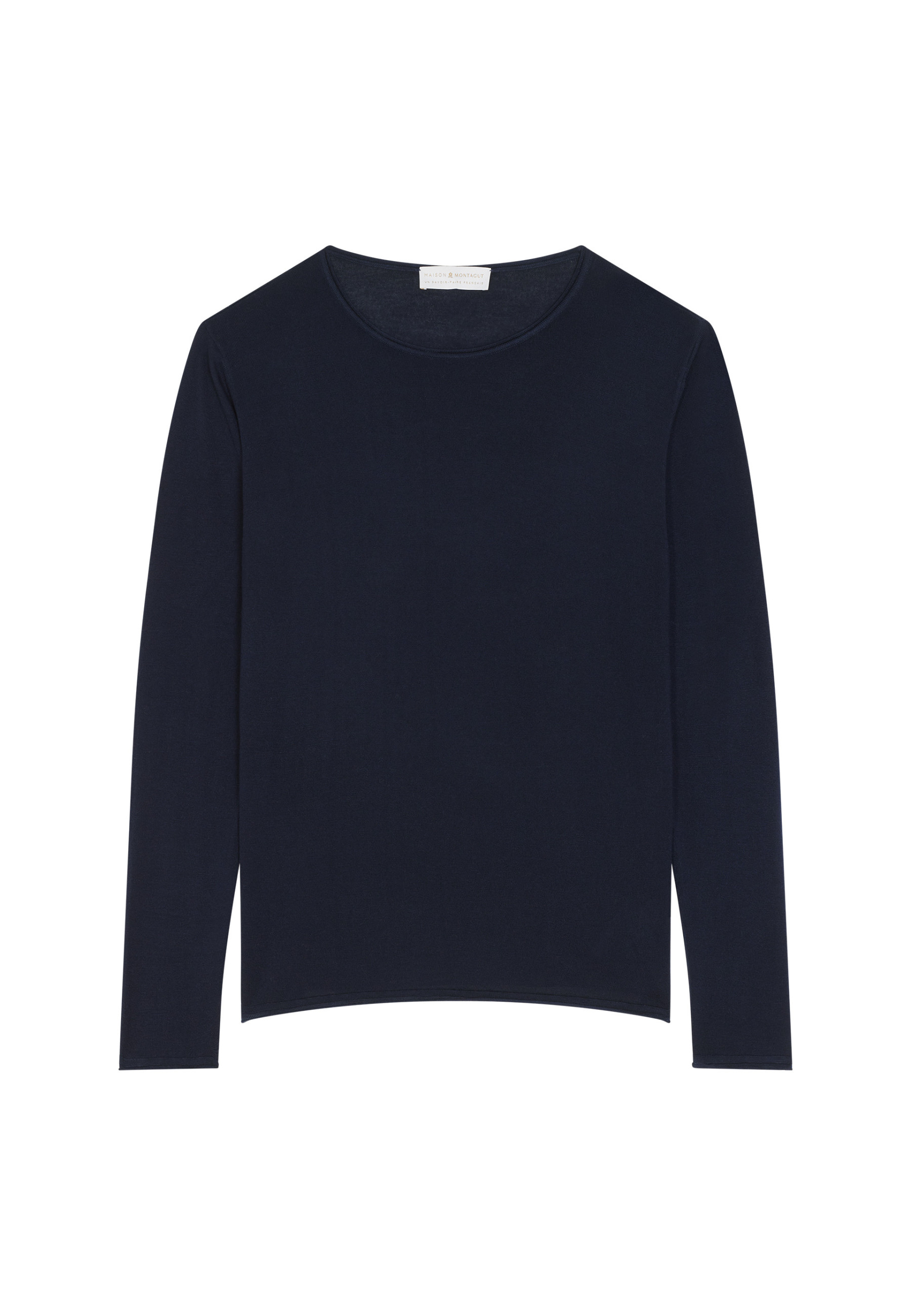 Buttoned t-shirt in cashmere bamboo round neck in fine knit - Aelia