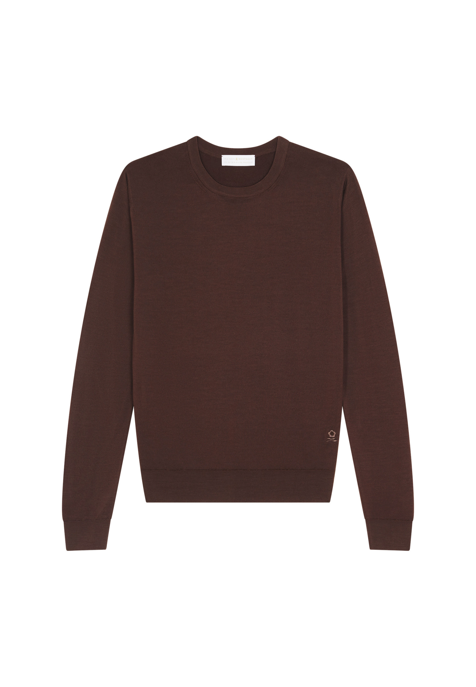 Pull col rond avec logo en laine mérinos - Eddie 7852 celadon - 94 Vert amande