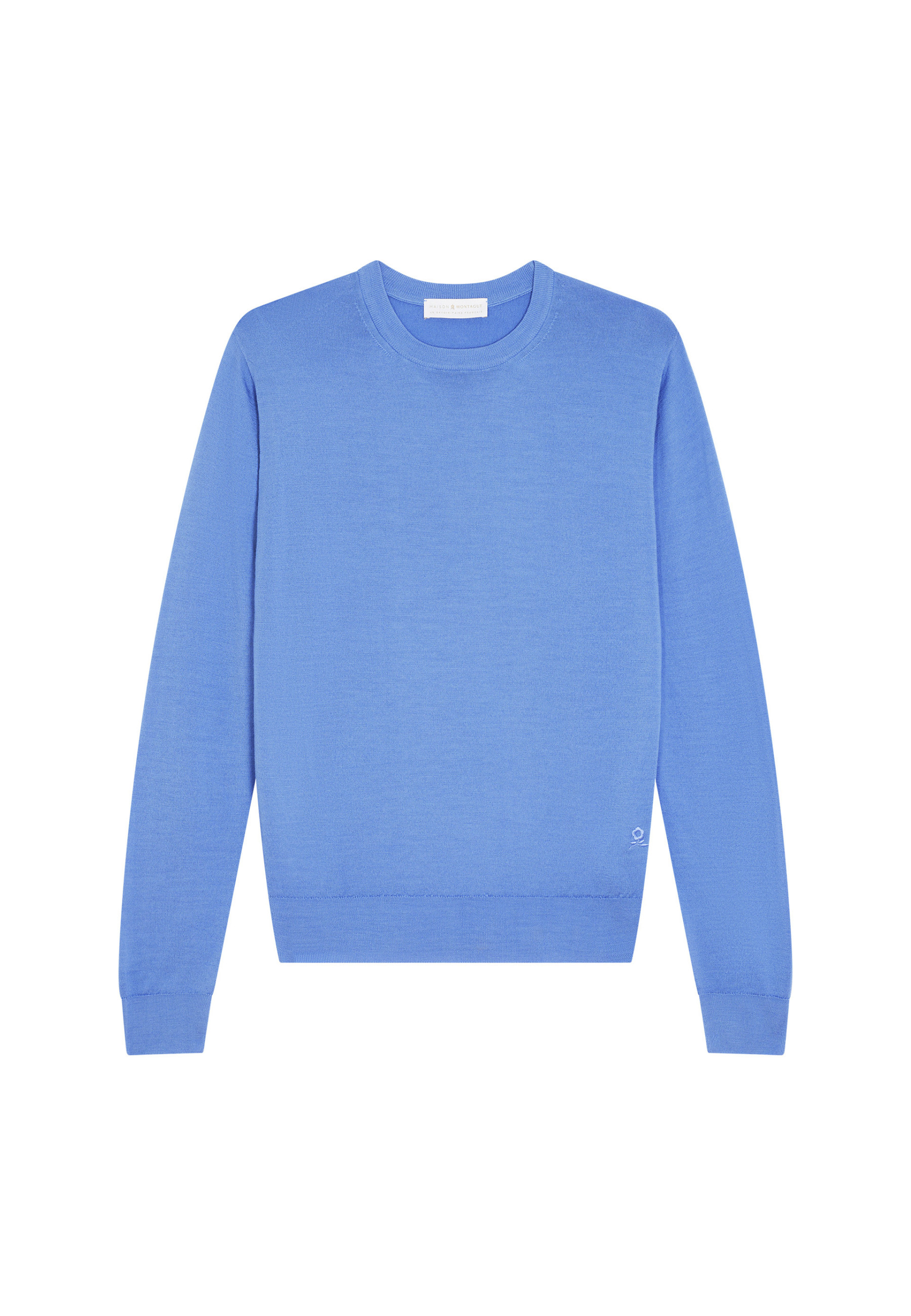 Pull col rond avec logo en laine mérinos - Eddie 7852 celadon - 94 Vert amande
